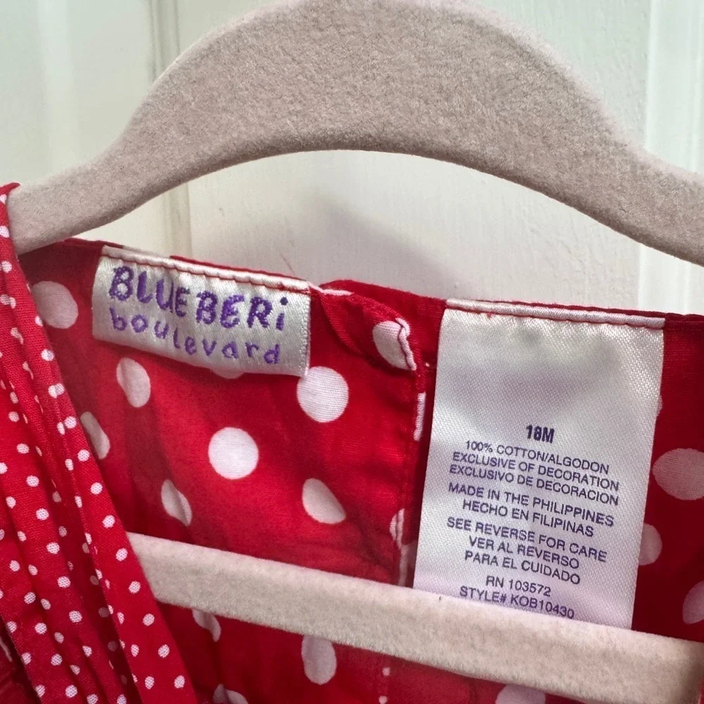 NWOT Blueberi Boulevard 18M Girls Red & White Polka Dot Daisy Formal Dress